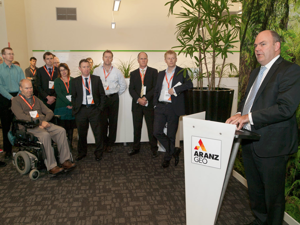Science and Innovation Minister Hon Steven Joyce at ARANZ Geo opening